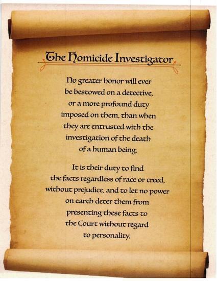 Homicide Investigator's Creed